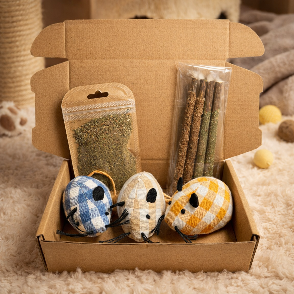 Zoomies Ritual Box – Catnip Gift Set with Matatabi Sticks, Catmint, Plush Mice & Premium Purrfusion Catnip