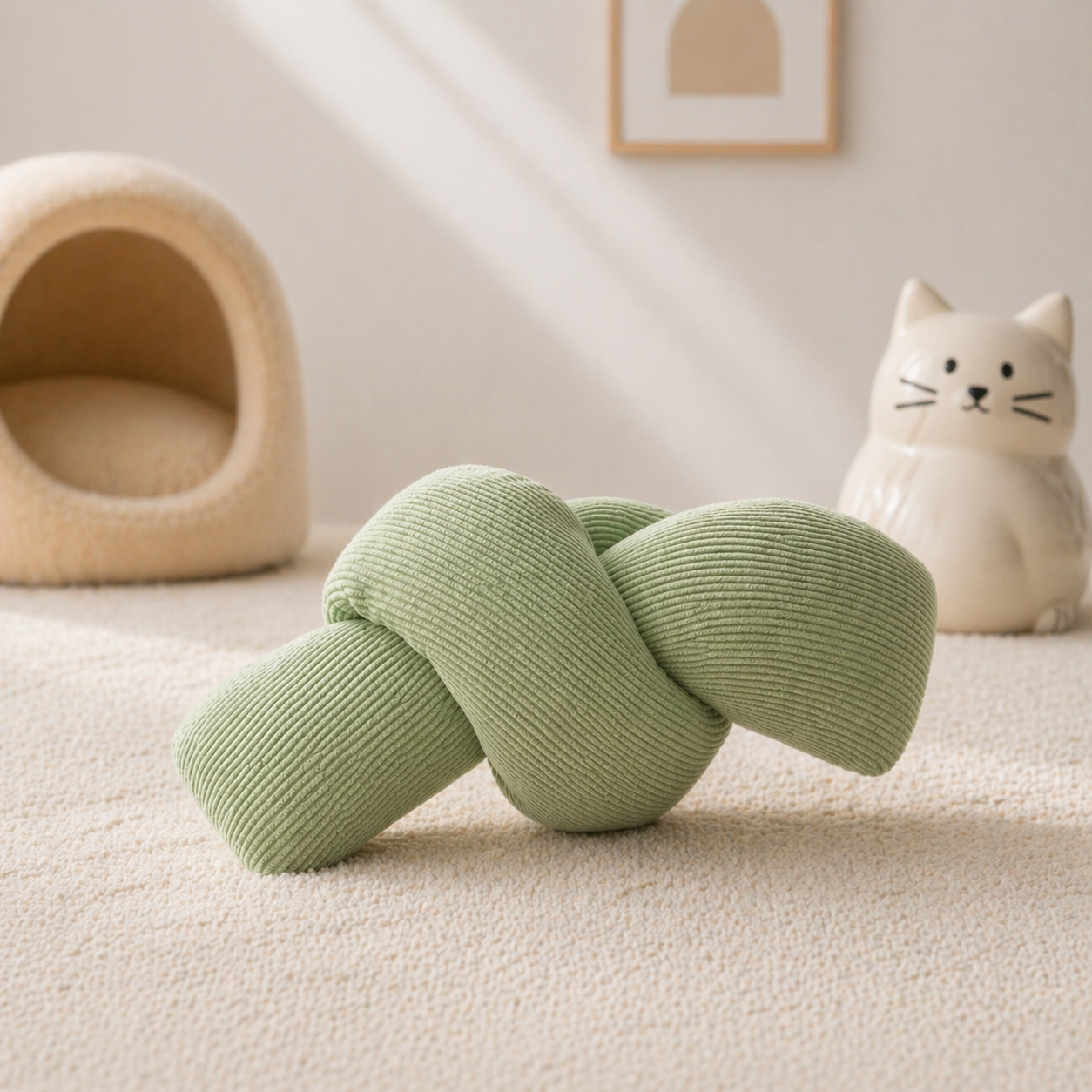 Plush Cat Kick Toy with Catnip & Crinkle Sound | Soft Knot Chew Toy for Cats & Kittens