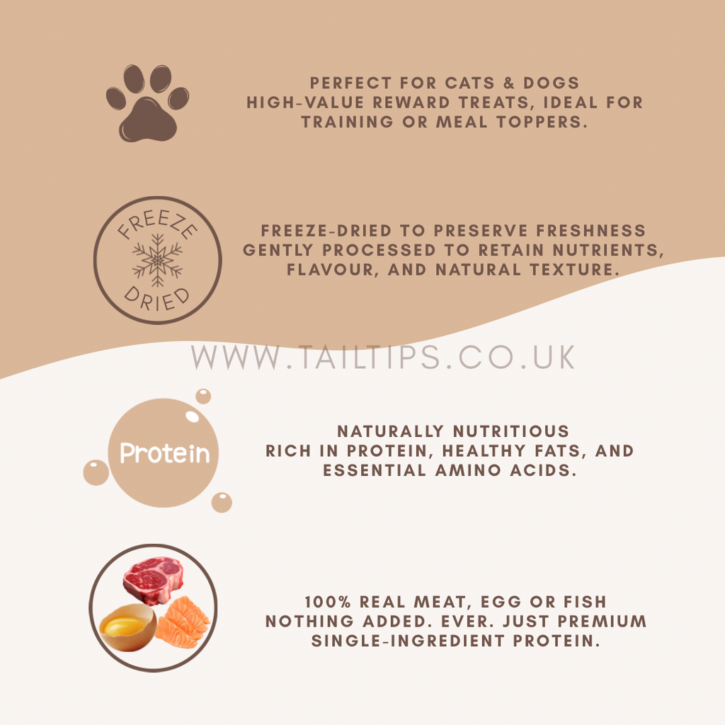 Taster Pack - 5 Freeze-Dried Pet Treats | Try All Flavours | Tail Tips UK