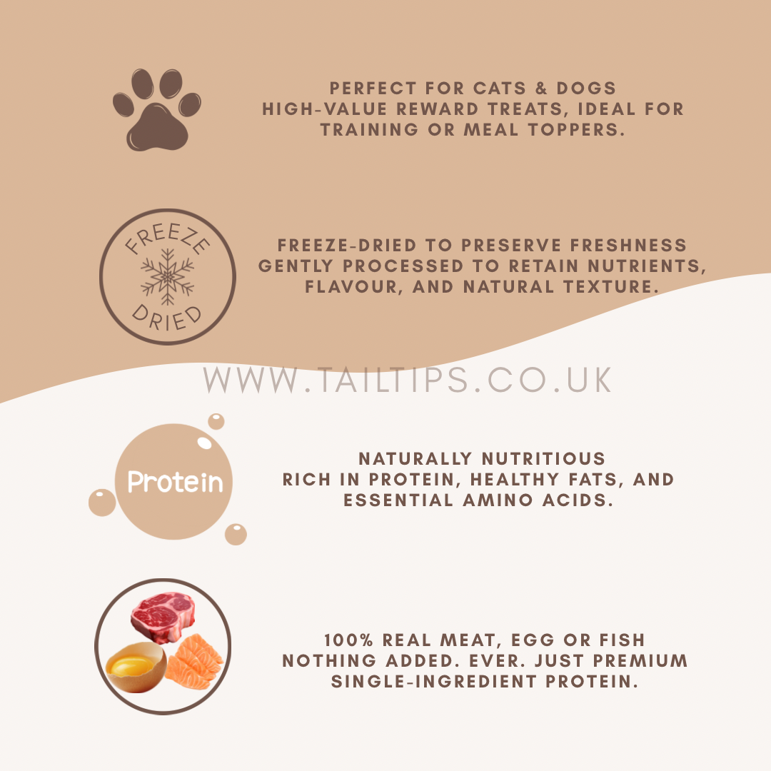 Taster Pack - 5 Freeze-Dried Pet Treats | Try All Flavours | Tail Tips UK