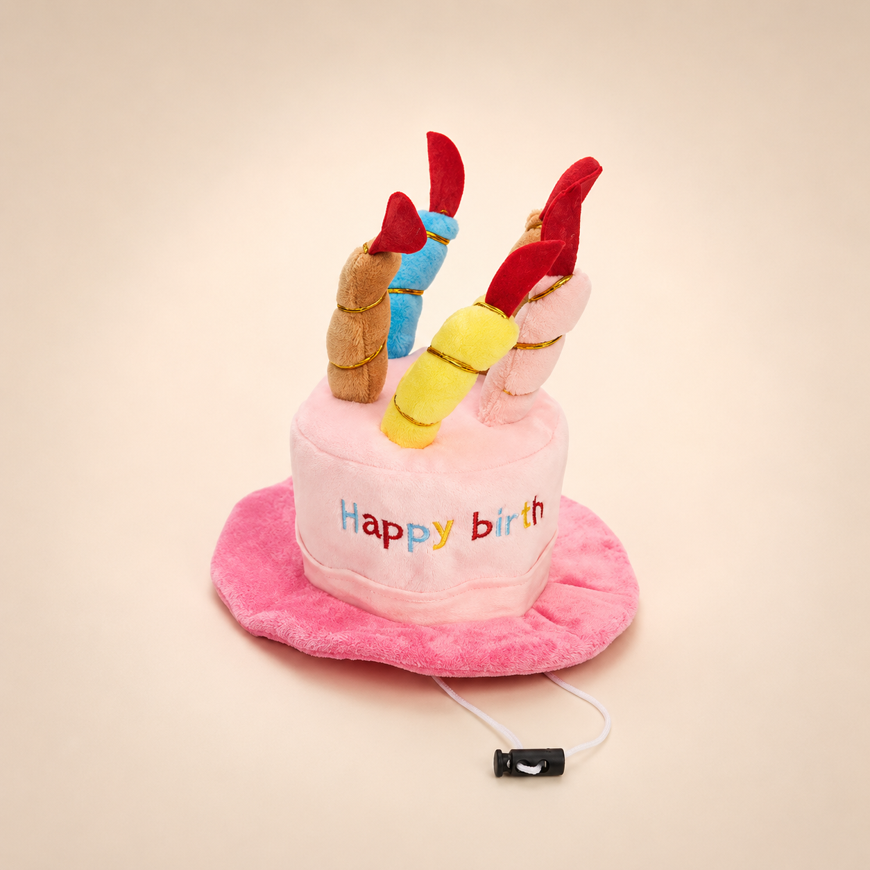 Pet Birthday Hat with Colorful Candles – Adjustable Birthday Costume for Cats & Dogs