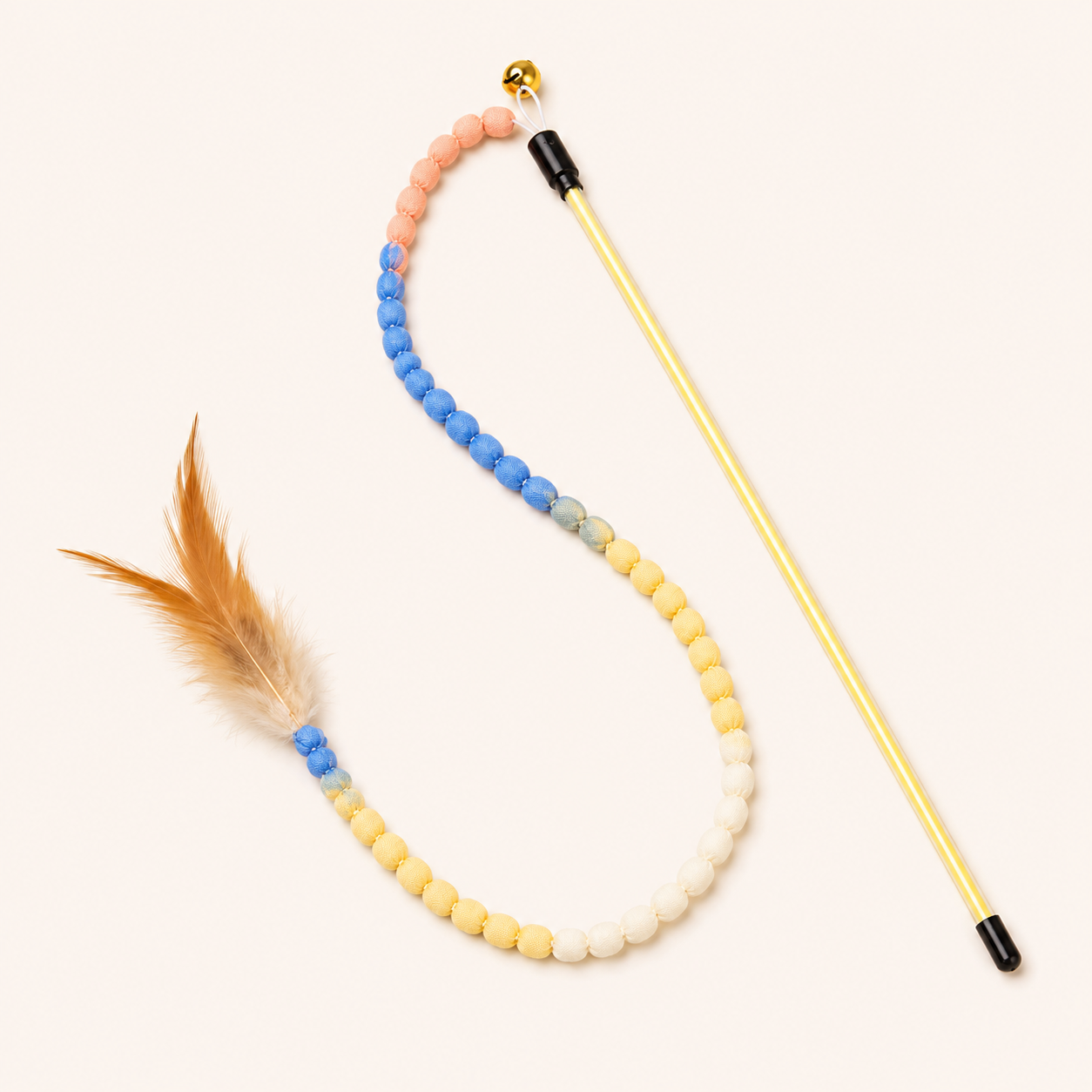 Interactive Cat Rainbow Wand Toy with Feathers – Colourful Teaser Wand for Indoor Cats
