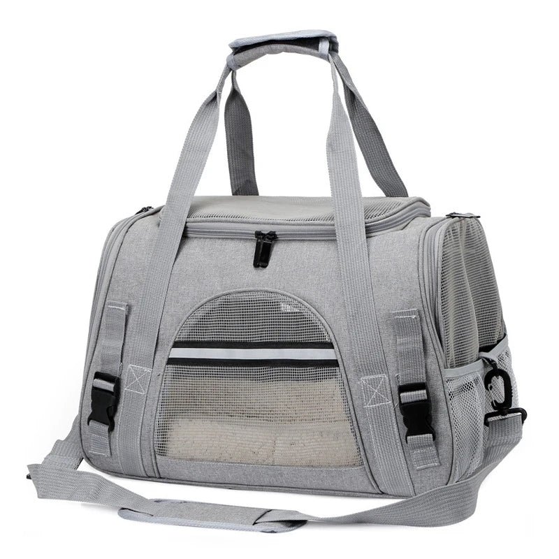 Foldable Cats & Dogs Carrier Bag–Soft Mesh Travel Carrier.