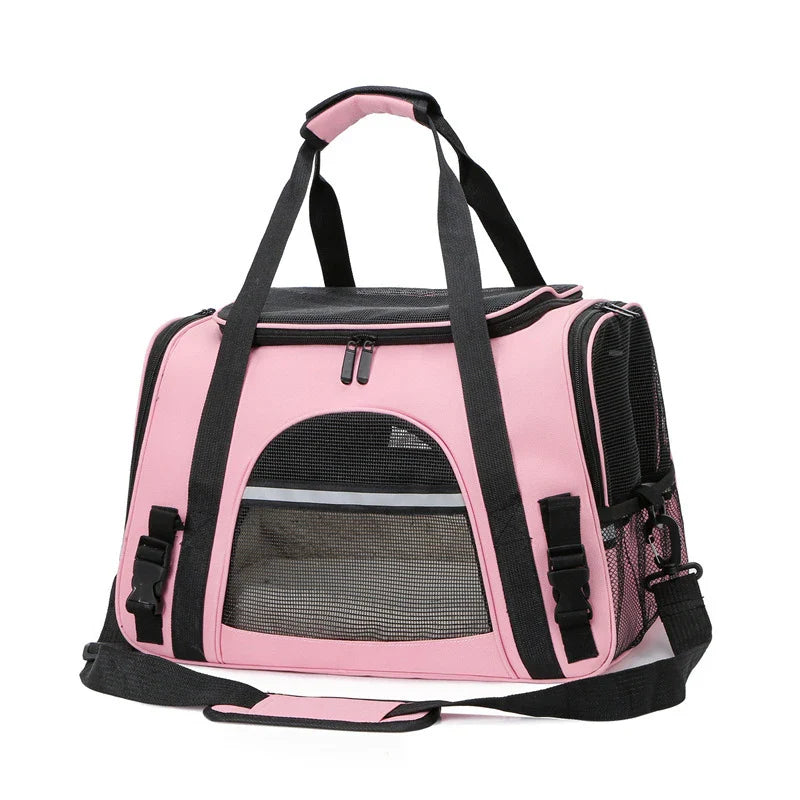 Foldable Cats & Dogs Carrier Bag–Soft Mesh Travel Carrier.